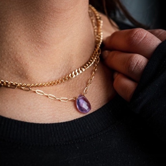 Floating Amethyst Crystal Gemstone Necklace - Picture 3 of 10